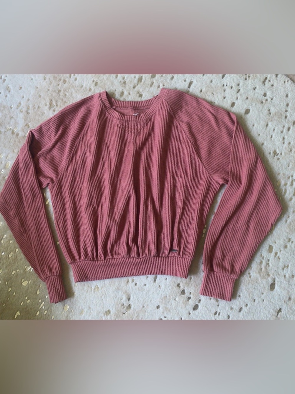 Hollister Rose-Pink Ribbed Crewneck Shirt XS